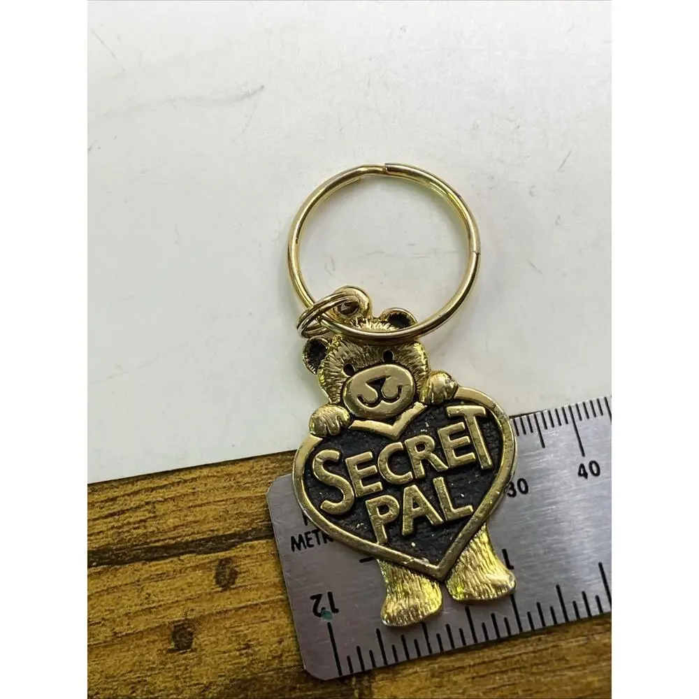 Vintage Gold Tone Bear Secret Pal Keychain